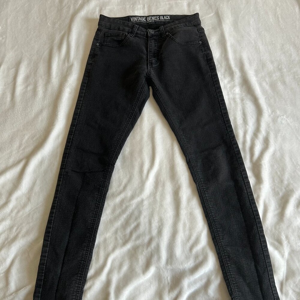 VINTAGE GENES BLACK Skinny Fit Men's Black Denim Jean's  Size W30 x 32L